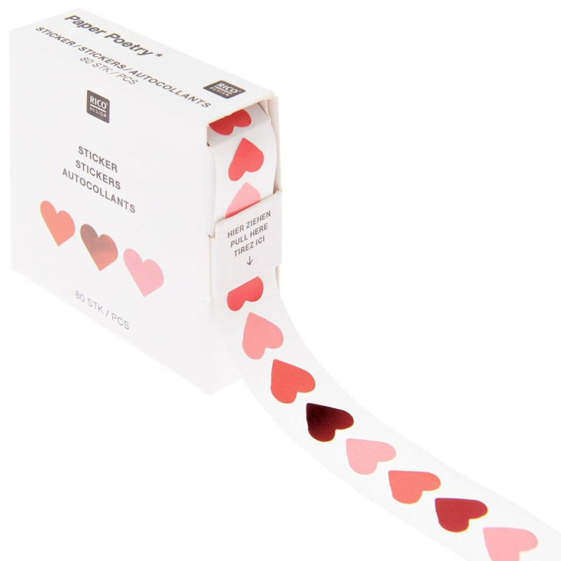 Mini samolepky srdce - neonová, červená (80 ks)