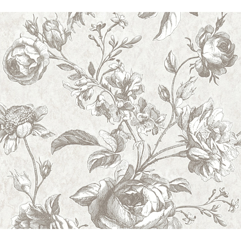 A. S. Creation Vliesová tapeta My Home My Spa Květiny světle šedá