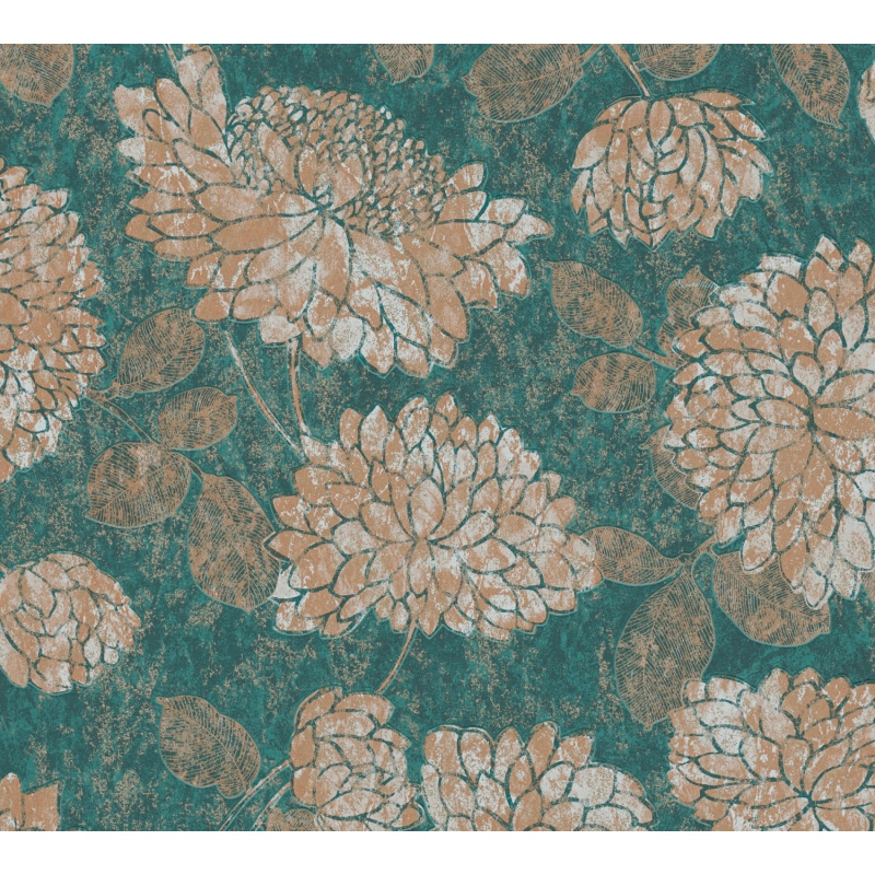 A. S. Creation Vliesová tapeta Attractive Motiv květin zeleno-zlatá