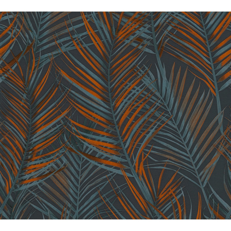 A. S. Creation Vliesová tapeta Attractive Palmové listy černo-petrolejová
