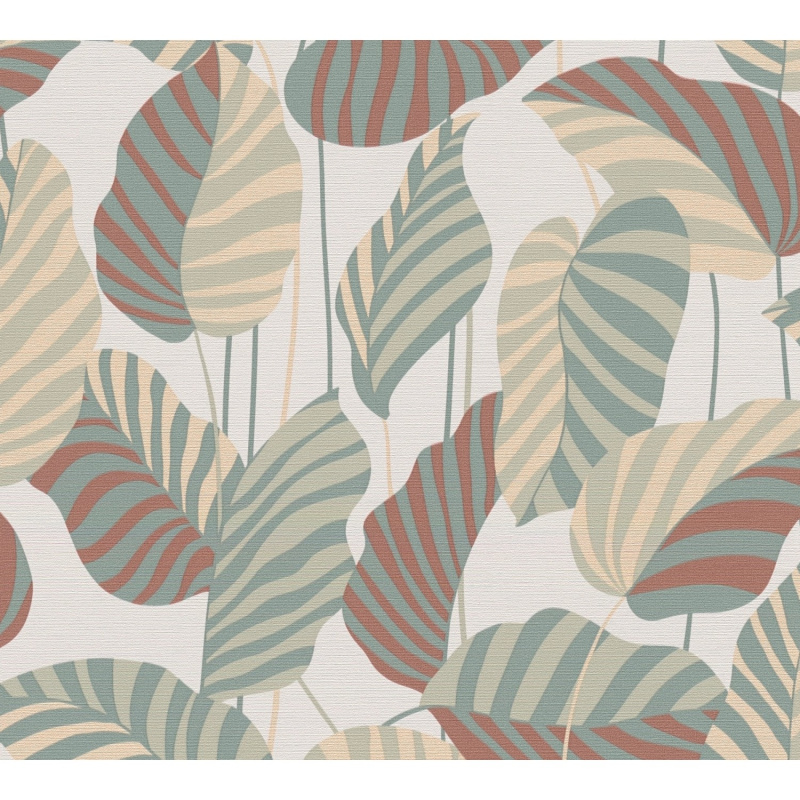 A. S. Creation Vliesová tapeta Antigua Listy bílo-zelená