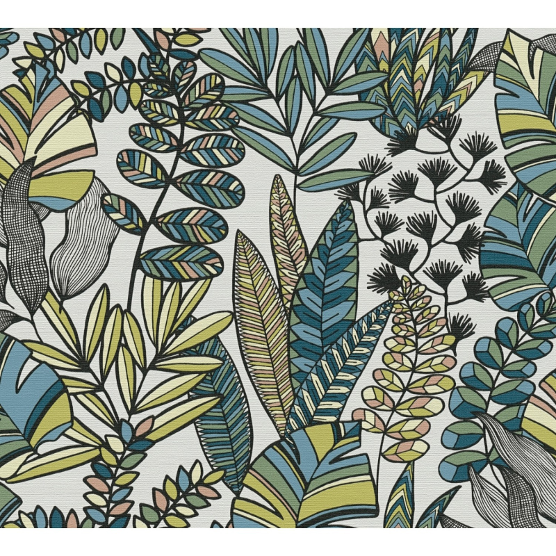 A. S. Creation Vliesová tapeta Antigua Listy retro bílo-modrá