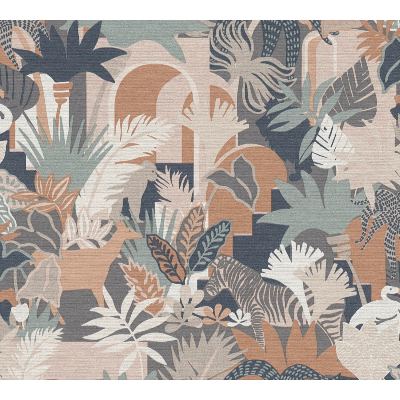 A. S. Creation Vliesová tapeta Antigua Saténová džungle hnědá