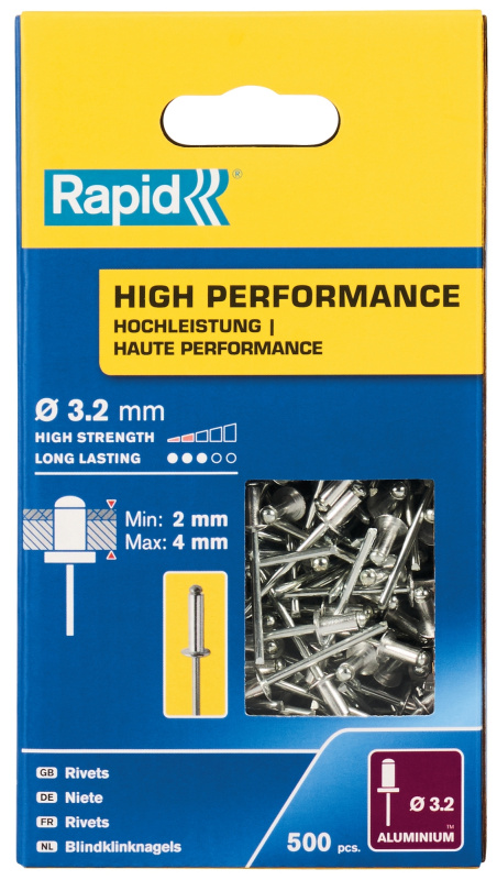 Nýty hliníkové Rapid High Performance 3,2×8 mm 500 ks