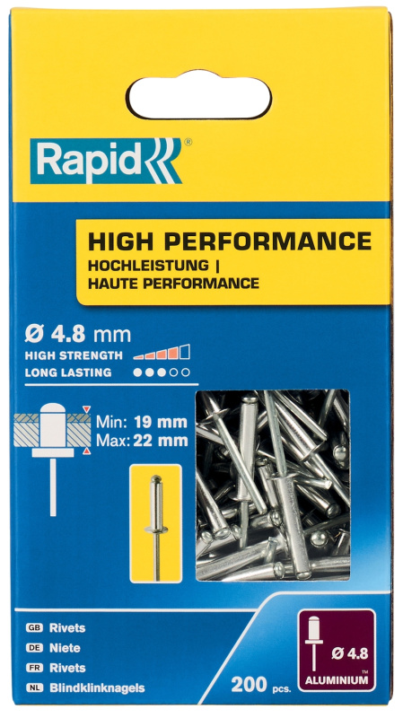 Nýty hliníkové Rapid High Performance 4,8×25 mm 200 ks
