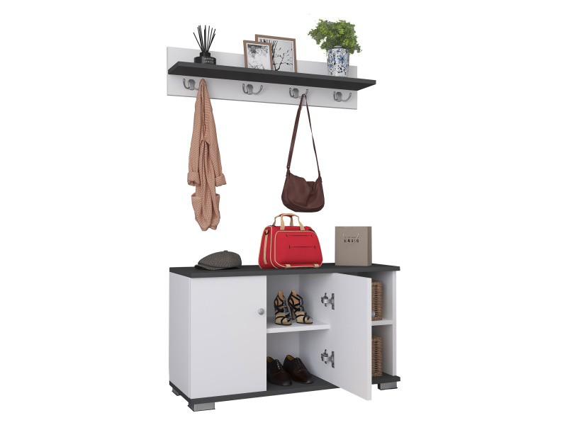 VCM Předsíňová stěna Gardos, v moderním stylu (chodba, bílá/antracitová, L)