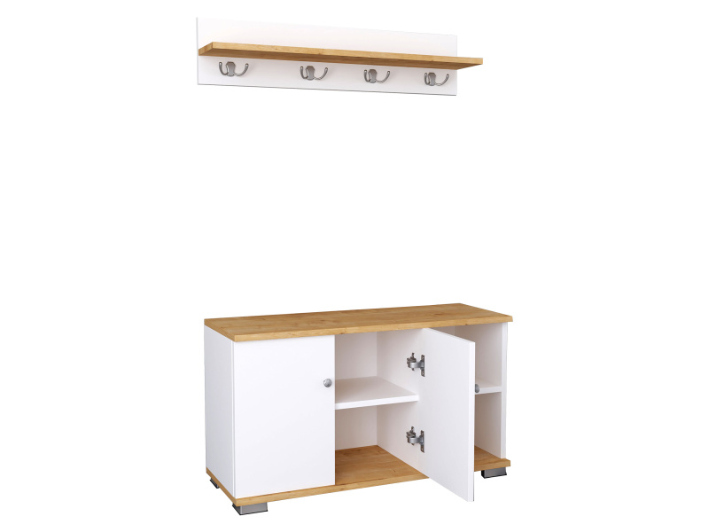 VCM Předsíňová stěna Gardos, v moderním stylu (chodba, Bílá/medový dub, L)