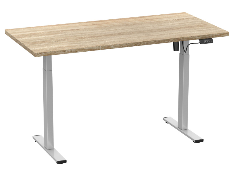 VCM Psací stůl E-Lona, výškově nastavitelný (dub sonoma/stříbrná, 160 x 80 cm)