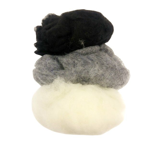 Vlna přírodní bílo černá 50g