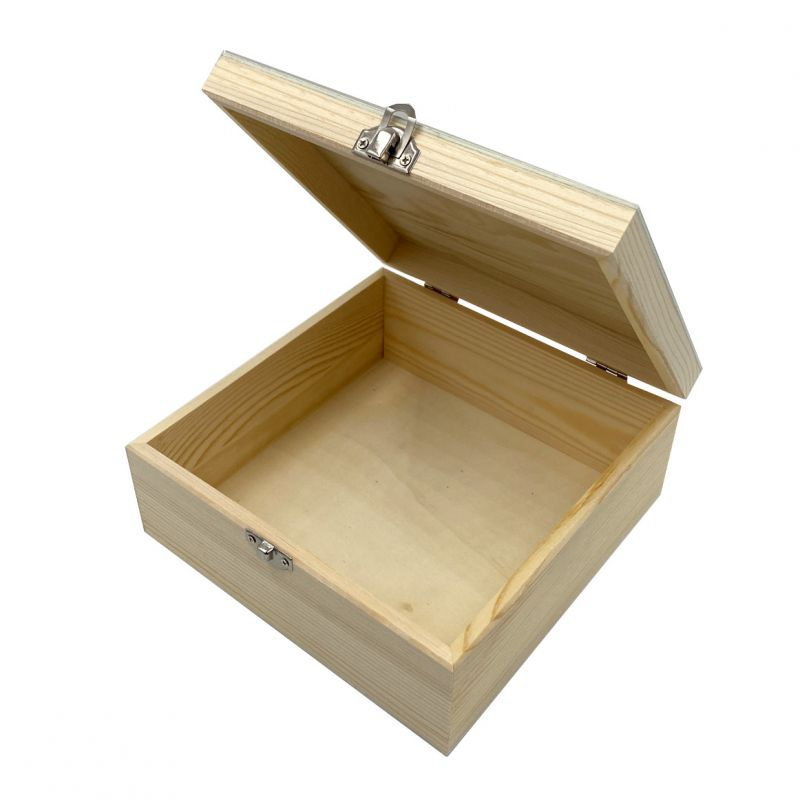 Dřevěná krabička čtvercová 19x19x8,5cm