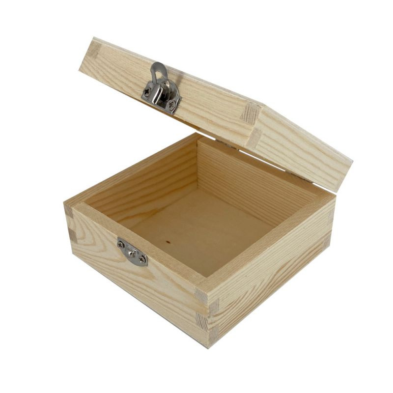 Dřevěná krabička čtvercová 10x10x5,5cm