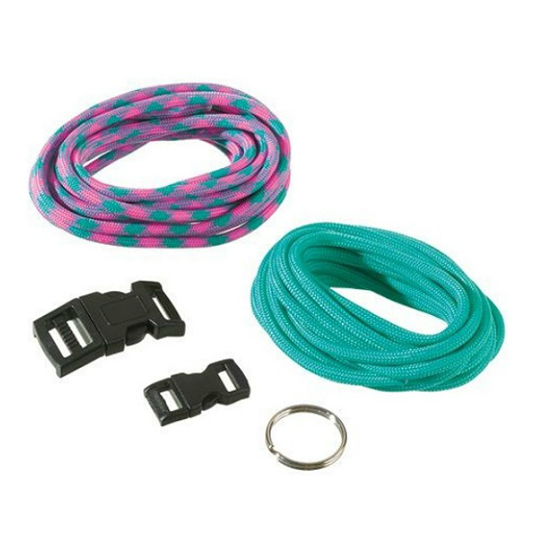 Sada na výrobu náramků Paracord tyrkysovo růžová (1ks)