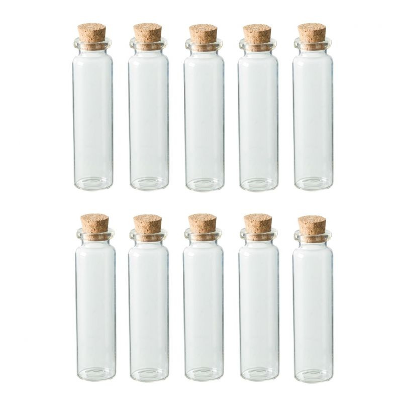 Skleněná lahvička s korkovým uzávěrem 2x8cm (10ks)