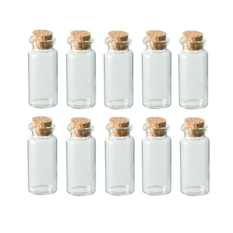 Skleněná lahvička s korkovým uzávěrem 2x5cm (10ks)