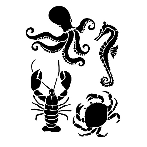 Plastová šablona A4 mořští živočichové