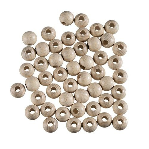 Dřevěné korálky kulaté přírodní 20mm (50ks)