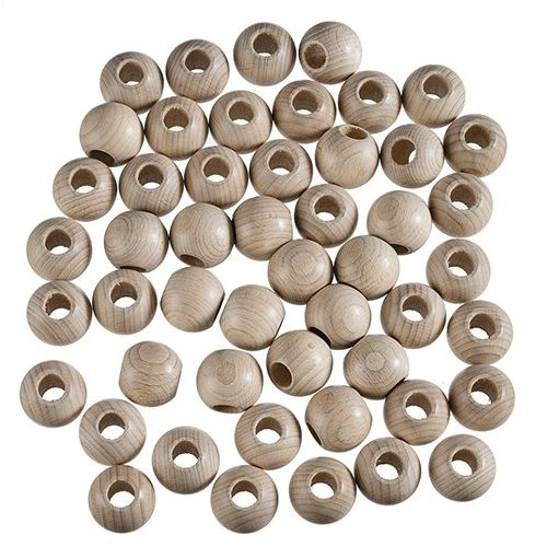 Dřevěné korálky kulaté přírodní 30mm (50ks)
