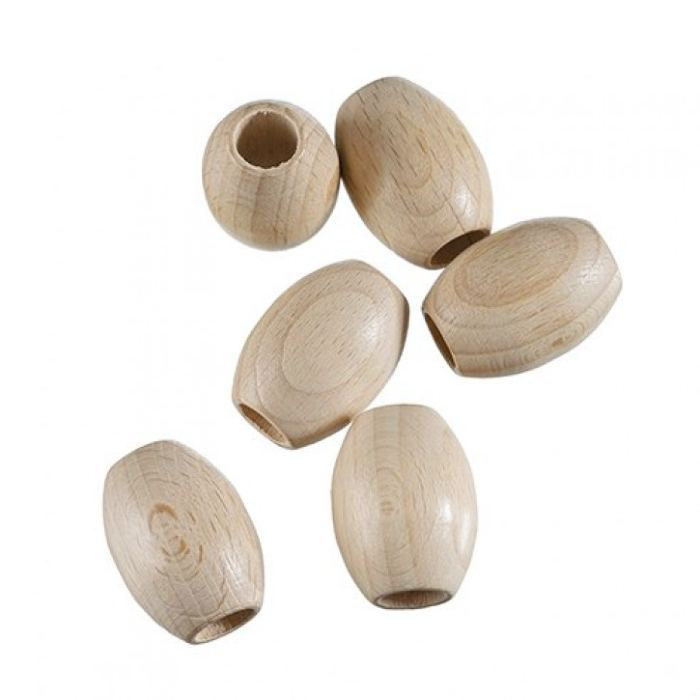 Dřevěné korálky oválné přírodní 22x30mm (6ks)