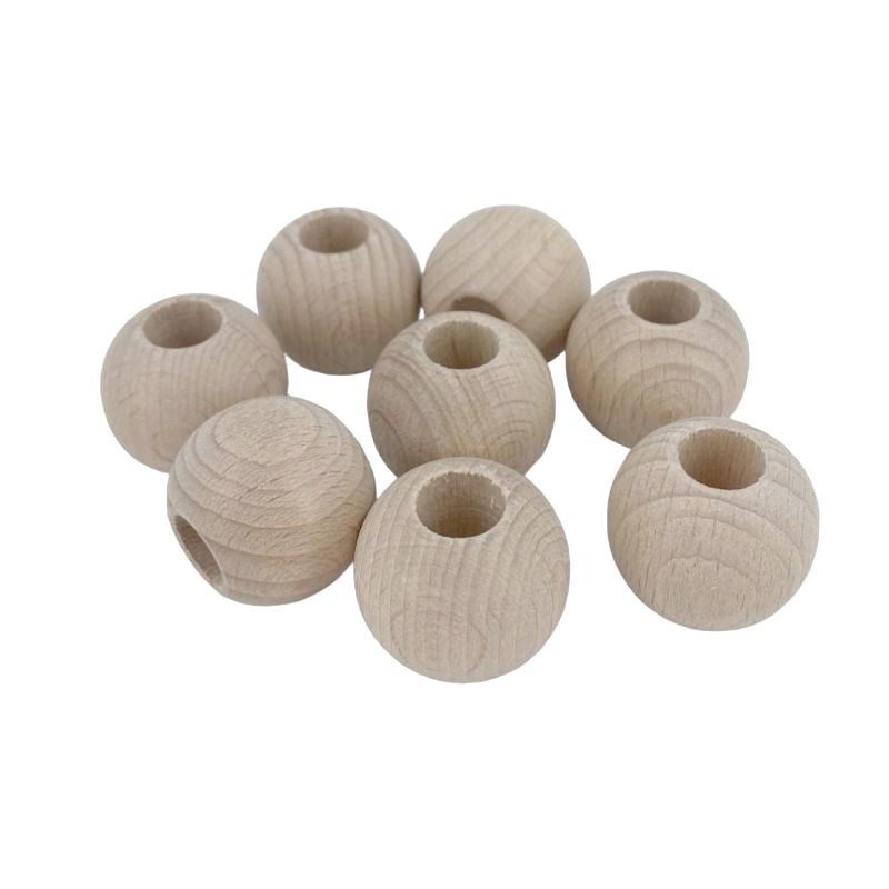 Dřevěné korálky kulaté přírodní 25mm (8ks)