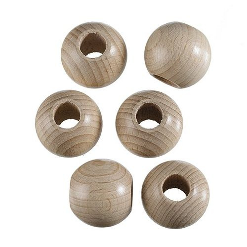 Dřevěné korálky kulaté přírodní 30mm (6ks)