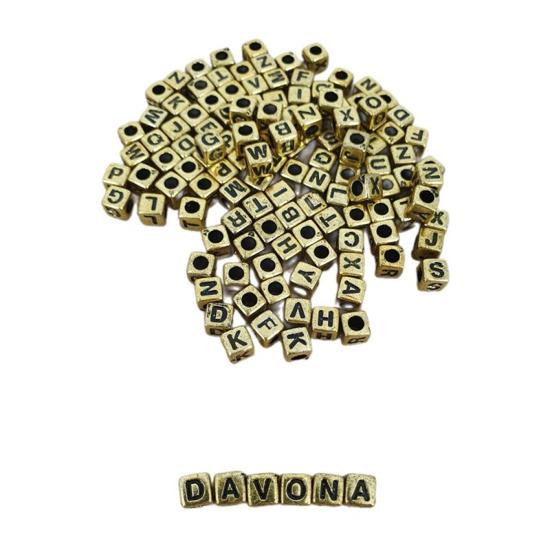 Plastové korálky navlékací s písmeny (130ks) zlaté