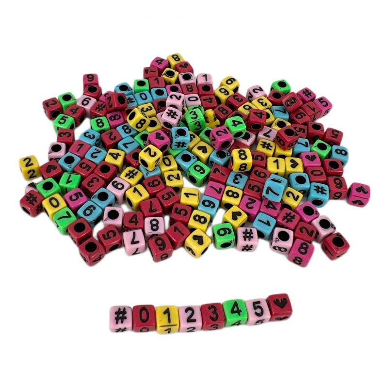 Plastové korálky navlékací s čísly (180ks) barevné