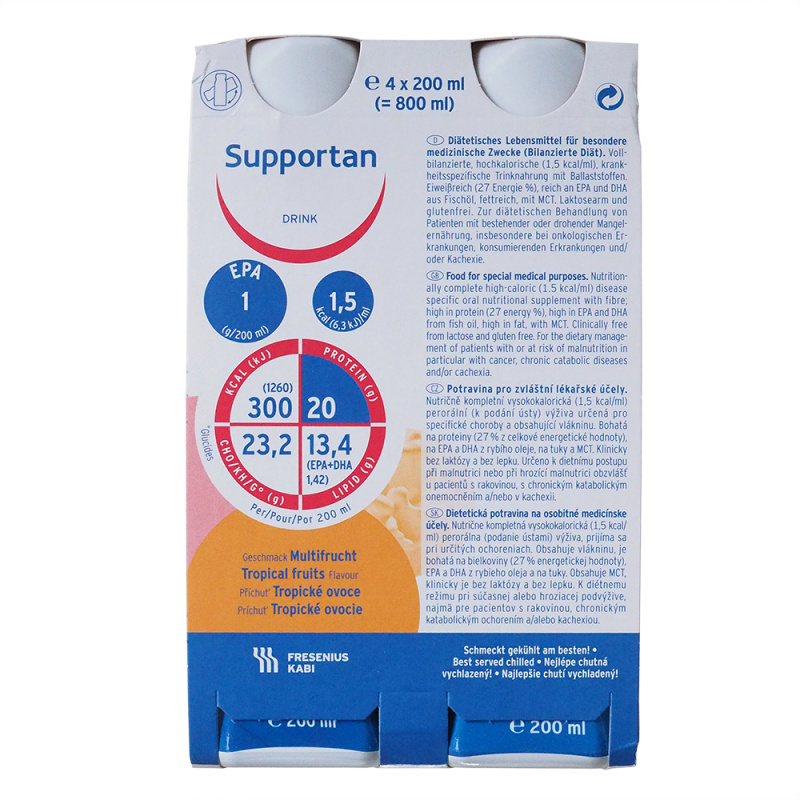 SUPPORTAN Drink, roztok tropické ovoce 4 x 200 ml