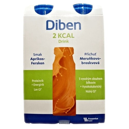 DIBEN 2 kcal Drink  meruňka-broskev 4 x 200 ml