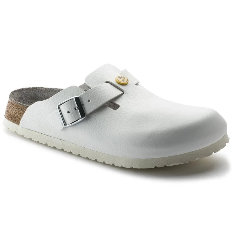 Birkenstock women's clogs Boston ESD White natural leather medical flip-flops narrow narrow (0061378) dámské 36