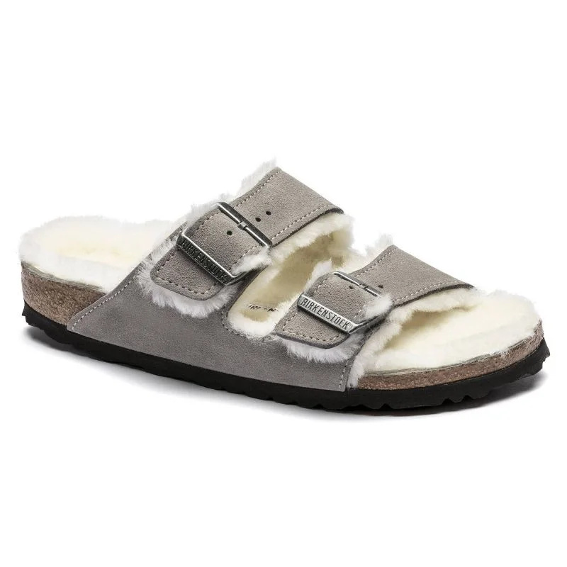 Birkenstock women's/men's insulated flip-flops Arizona Shearling Stone Coin suede with sheep's wool narrow narrow (1017403) dámské 46