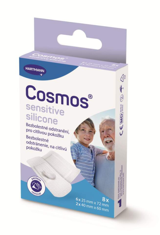 COSMOS Sensitive silicone ultra jemná náplast 2 velikosti 8 kusů