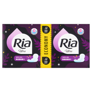 Ria Ultra Super Long Economy pack menstruační vložky 18 ks