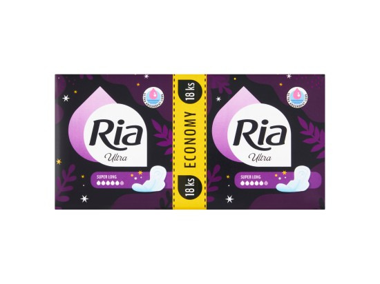 Ria Ultra Super Long Economy pack menstruační vložky 18 ks