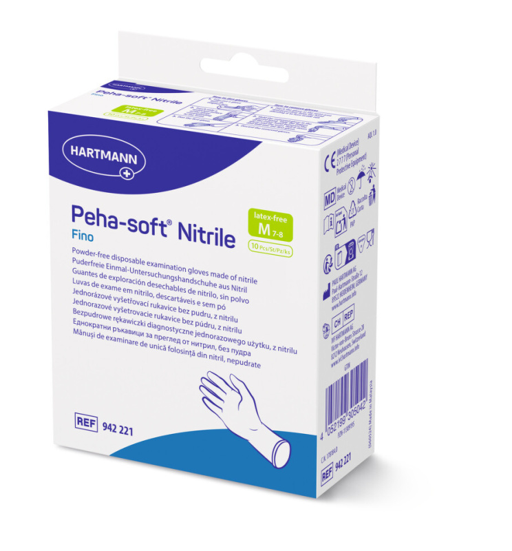 PEHA-SOFT Nitrile Fino Rukavice vyšetřovací velikost M 10 kusů