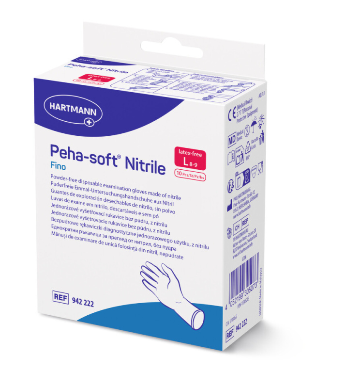 PEHA-SOFT Nitrile Fino Rukavice vyšetřovací velikost L 10 kusů