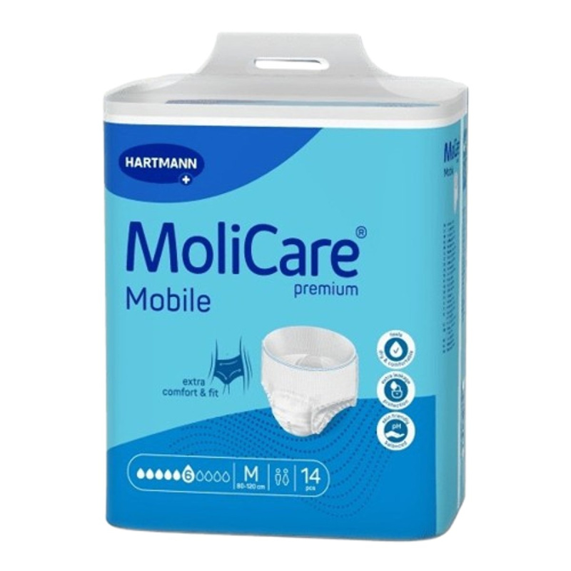 KALHOTKY NAVLÉKACÍ MOLICARE MOBILE 6 KAPEK M BOKY 80-120CM, 1778ML,14KS