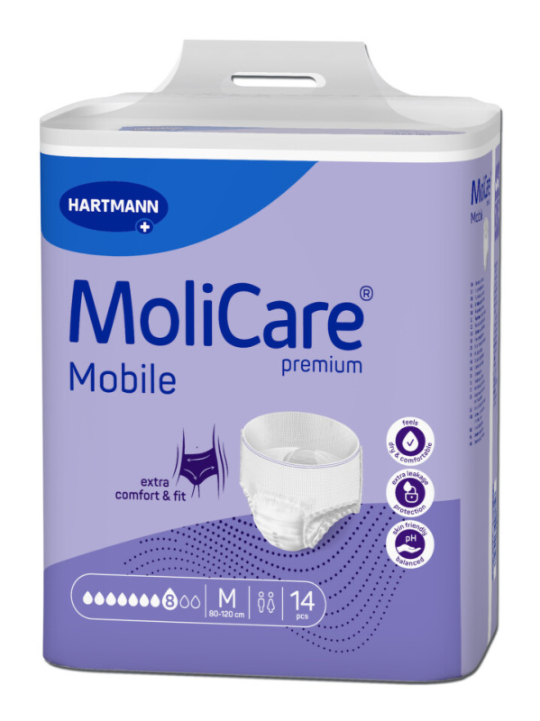 KALHOTKY NAVLÉKACÍ MOLICARE MOBILE 8 KAPEK M BOKY 80-120CM,2018ML,14KS