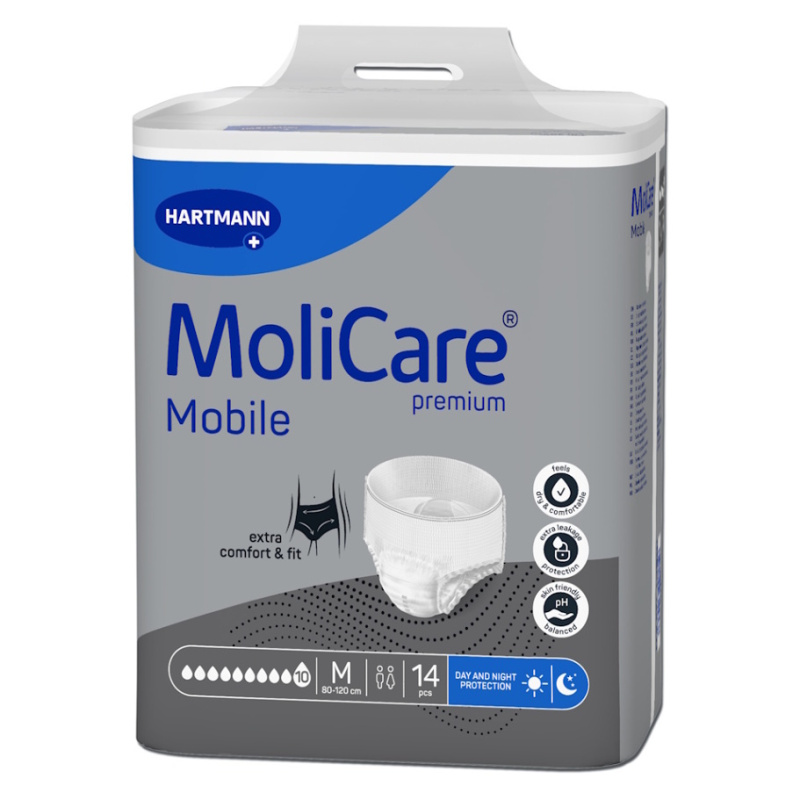 KALHOTKY NAVLÉKACÍ MOLICARE MOBILE 10 KAPEK M BOKY 80-120CM,2574ML,14KS