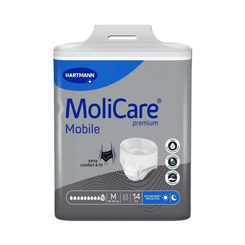 KALHOTKY NAVLÉKACÍ MOLICARE MOBILE 10 KAPEK M BOKY 80-120CM,2574ML,14KS