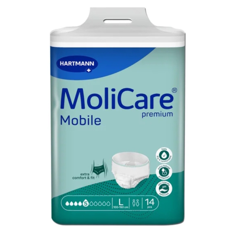 KALHOTKY NAVLÉKACÍ MOLICARE MOBILE 5 KAPEK L BOKY 100-150CM,1223ML,14KS