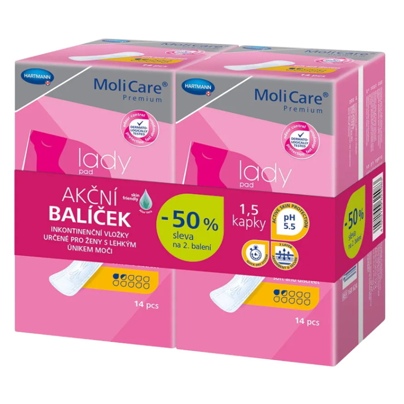 Inkontinenční vložky MoliCare LadyPad 1,5 kapky Duopack 2x14 ks