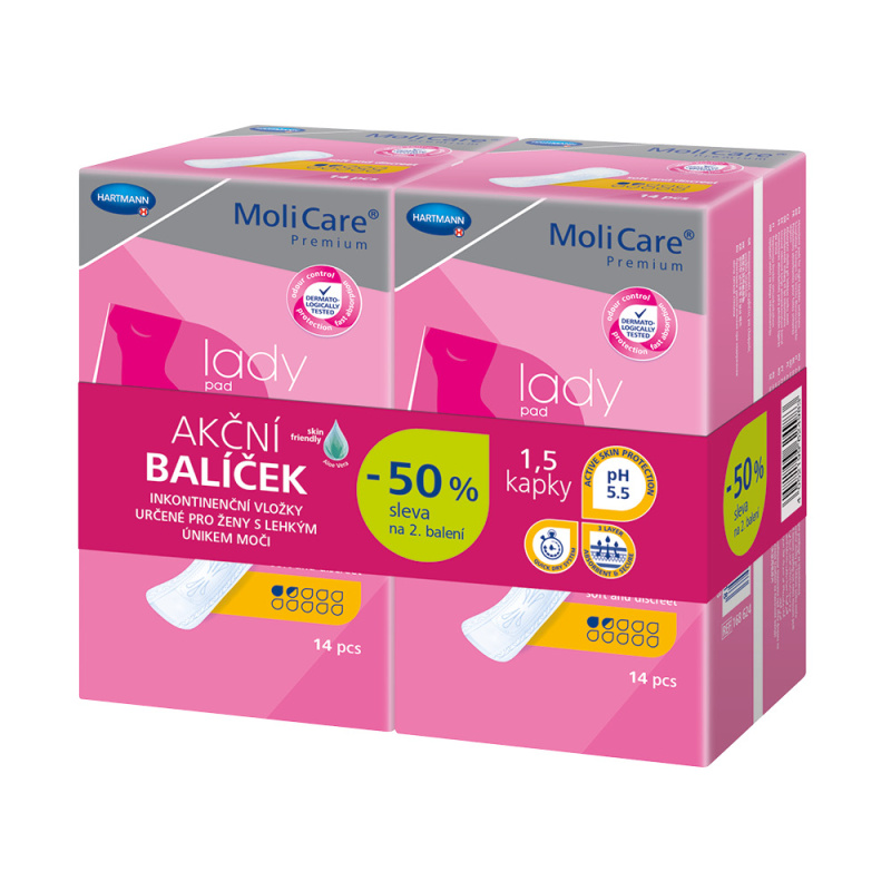 Inkontinenční vložky MoliCare LadyPad 1,5 kapky Duopack 2x14 ks