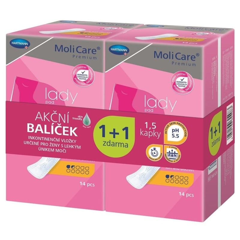 Inkontinenční vložky MoliCare LadyPad 1,5 kapky Duopack 2x14 ks