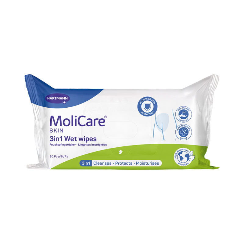 MOLICARE Skin Vlhčené ubrousky 3 v 1 30 kusů