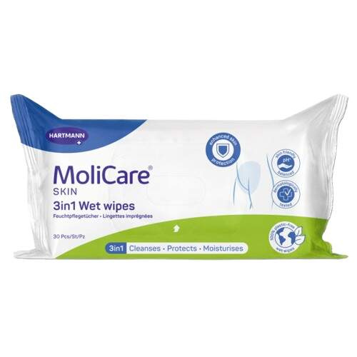 MOLICARE Skin Vlhčené ubrousky 3 v 1 30 kusů