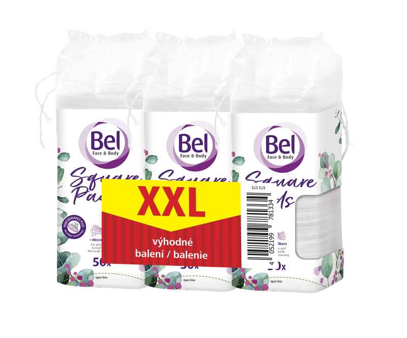 Bel Face & Body Square Pads odličovací tampony výhodné balení 3x50 ks