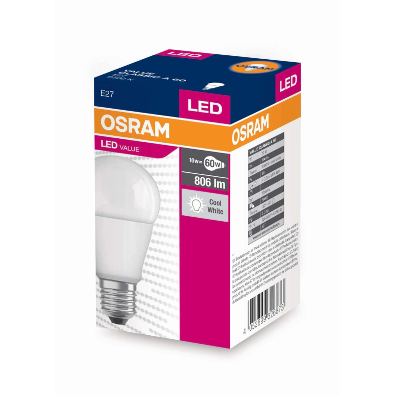 OSRAM LED žárovka VALUE Classic 9 W A60 studená bílá