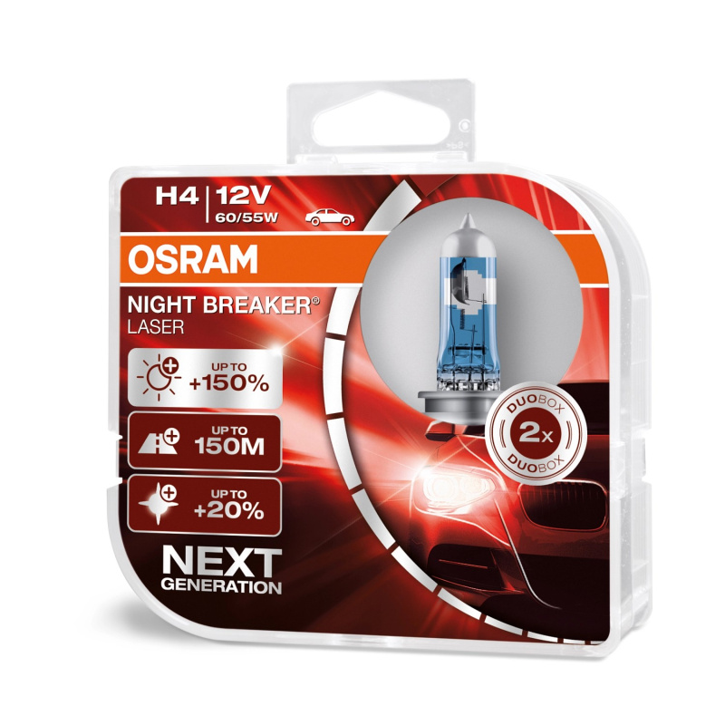 OSRAM Autožárovka Night Breaker Laser (Next Gen) H4, 60/55W, 12V, 2 ks (HCB)