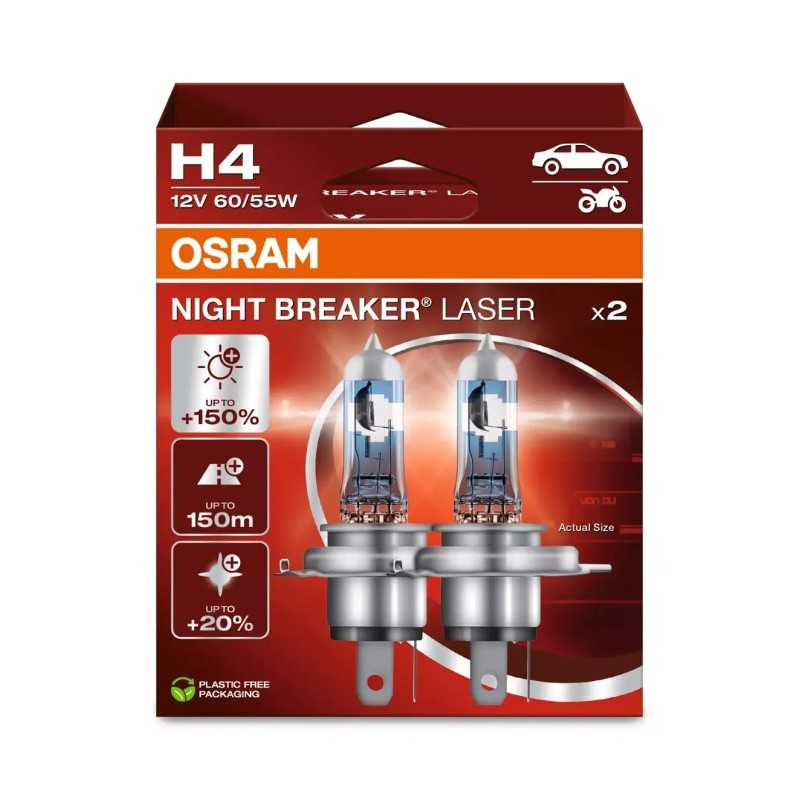OSRAM Autožárovka Night Breaker Laser (Next Gen) H4, 60/55W, 12V, 2 ks (HCB)