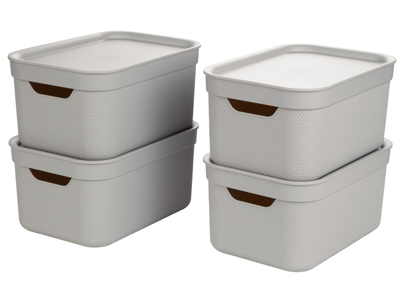Livarno home Sada úložných boxů, 2dílná / 4dílná (malé, 4dílná sada)